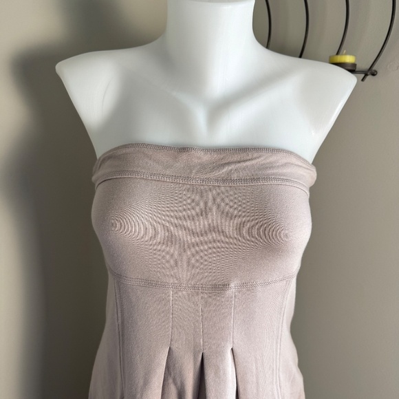 Moda International Strapless Tube-Top Knee Dress Beige Medium Pockets Festival - Picture 4 of 14